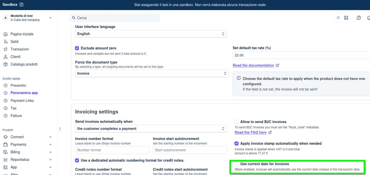 A-Cube e-invoicing Stripe App