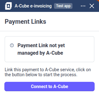 A-Cube e-invoicing Payment Link confirm connection with API Key A-Cube e-invoicing Payment Link confirm connection with API Key