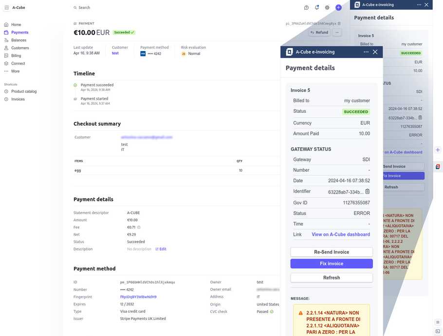 A-Cube e-invoicing Stripe App